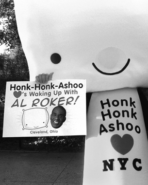 To promote our Honk-Honk-Ashoo toy promotion in Target, I dressed up as Honk, went to Times Square and Central Park in NYC, gave away Honk toys and drew cartoons for children. Yes I did do this. You can watch it here in all it's shameless glory.