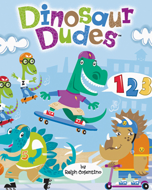 Hang out with Rex, Spike, Tre, and Flyboys Pip and Zip the “Dinosaur Dudes!” Kids will have an awesome time learning numbers 1-10 while reading about the fun antics of these skate boarding, rollerblading, and scootering little dinosaur dudes!