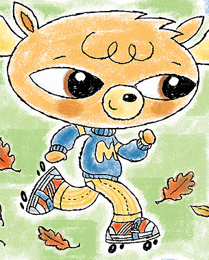 Montgomery Moose from the "Get Along Gang" done in more of a classic children's book style.