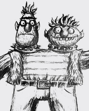 Ink drawings as I envision some of the Sesame Street characters.