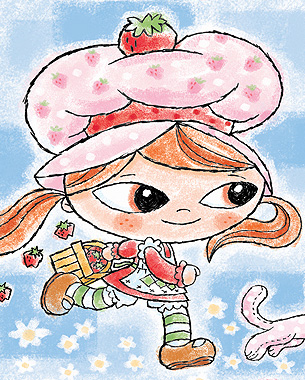 Strawberry Shortcake done in more of a classic children's book style.