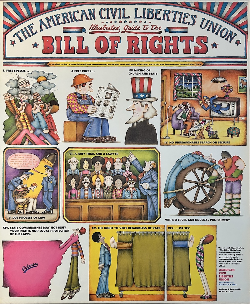 ACLU Bill of Rights Lionel Kalish 1970 Poster